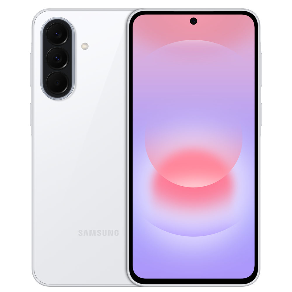 Samsung Galaxy A37 5G në ngjyrën e bardhë, pamje nga pas dhe nga para